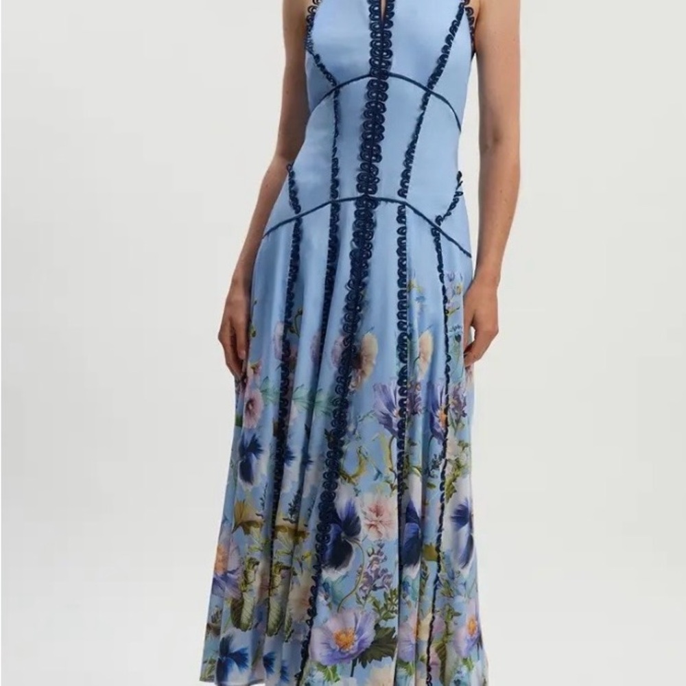 NWT Karen Millen Petite Floral Halter Maxi Dress Size 2